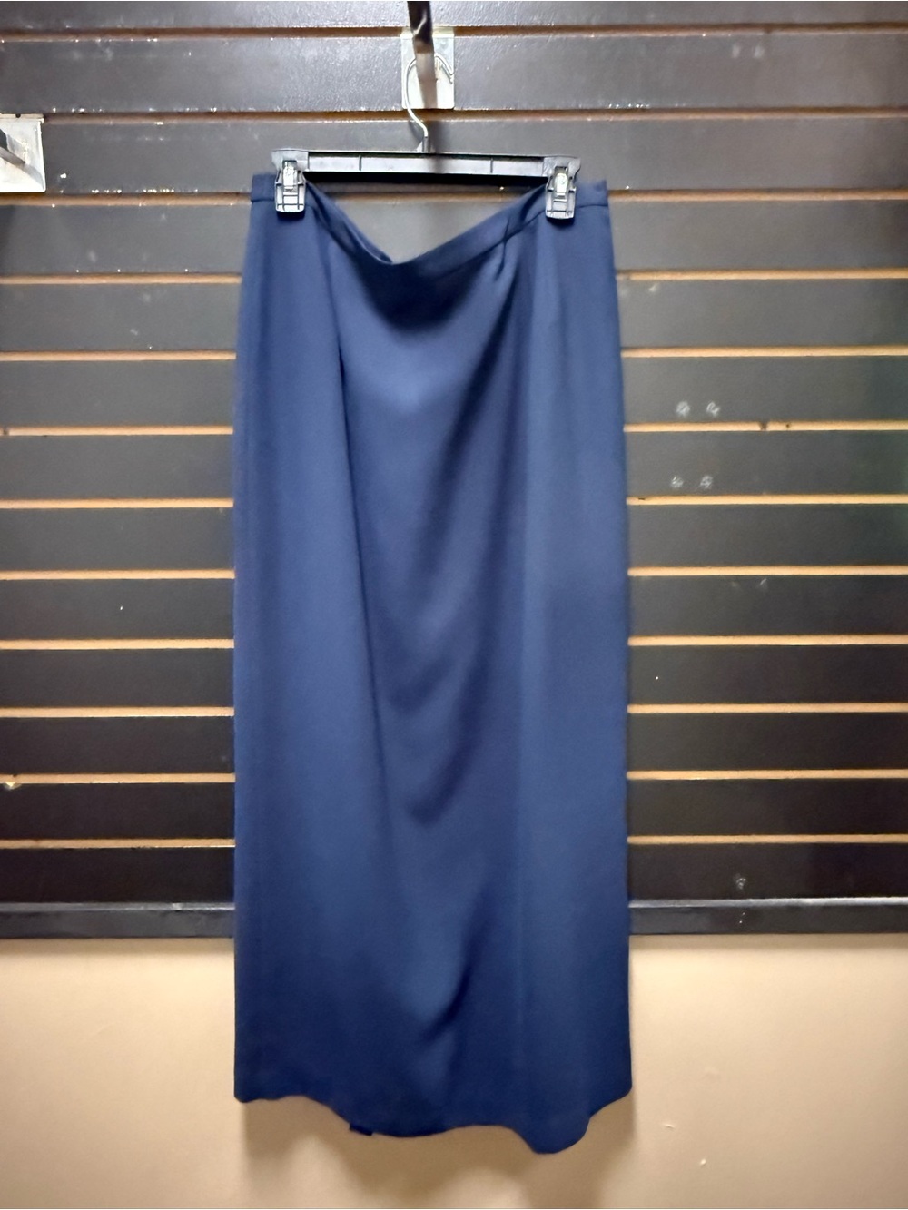 Vintage Adrianna Papell Occasions Navy Blue Draped Maxi Skirt Size 16